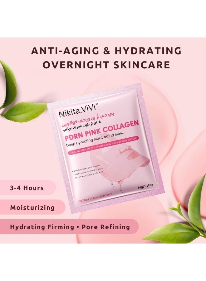 NIKITA.VIVI قناع الكولاجين الوردي PDRN 2 قطعة ترطيب عميق 34غ*2 قناع جل الكولاجين الوردي لشد ورفع الوجه مع مركب الكولاجين الثلاثي، قناع وجه كوري مضاد للشيخوخة مرطب لبشرة زجاجية مع PDRN لبشرة مرنة شابة ومتألقة. - Image 2